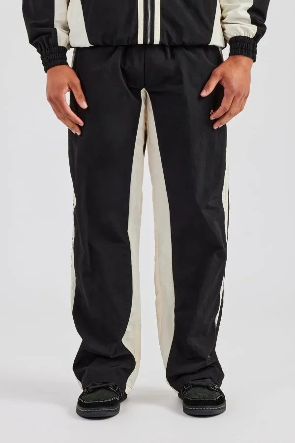 Cernucci Contrast Panel Nylon Track Pant - Black