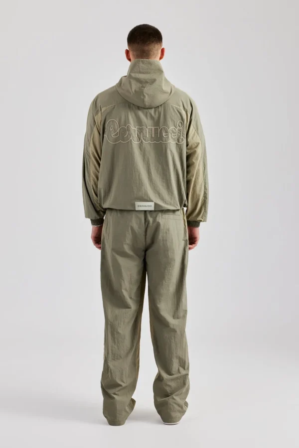 Cernucci Contrast Panel Nylon Tracksuit - Khaki