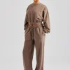 Cernucci Cropped Hoodie & Wide Leg Jogger - Taupe