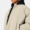 Cernucci Cropped PU Puffer Bomber Jacket - Sage