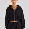 Cernucci Cropped Zip Through Hoodie - Black