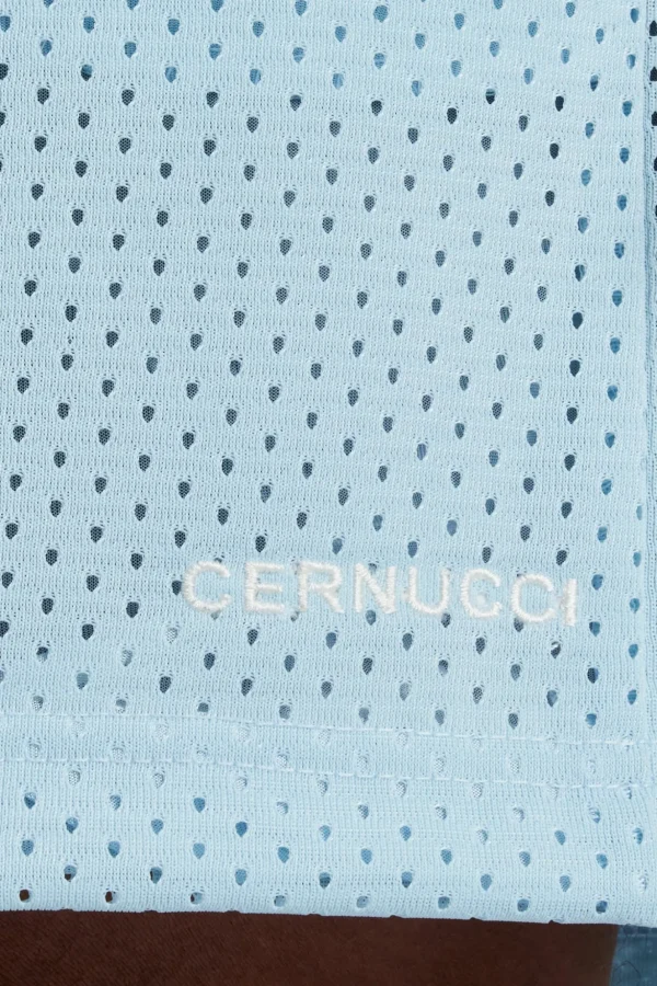 Cernucci Embroidered Mesh Short - Light Blue