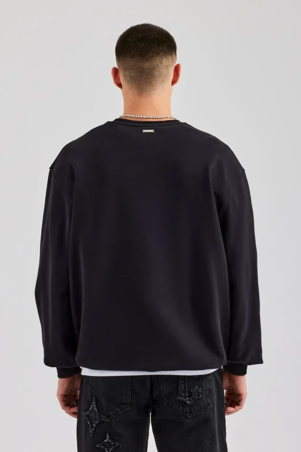 Cernucci Embroidered Oversized Sweatshirt - Black