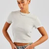 Cernucci Embroidered Rib Baby Tee - Ash Grey