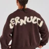 Cernucci Fluffy Intarsia Sweater - Chocolate