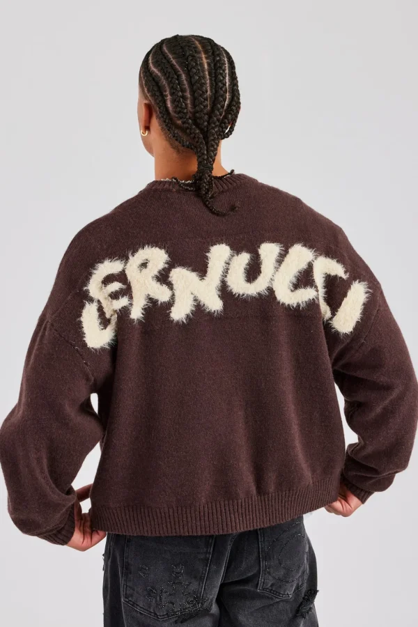 Cernucci Fluffy Intarsia Sweater - Chocolate