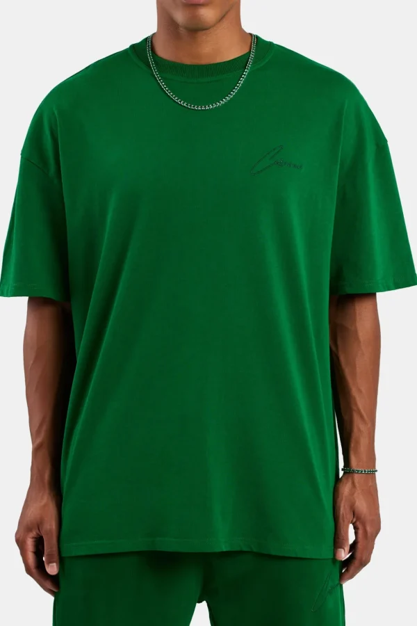 Cernucci Font Oversized T-Shirt - Dark Green