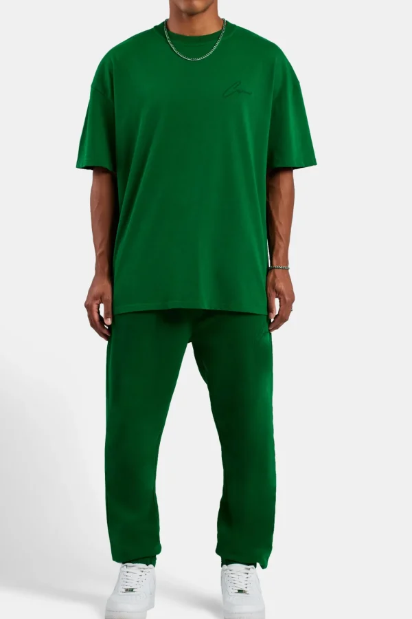 Cernucci Font Oversized T-Shirt - Dark Green