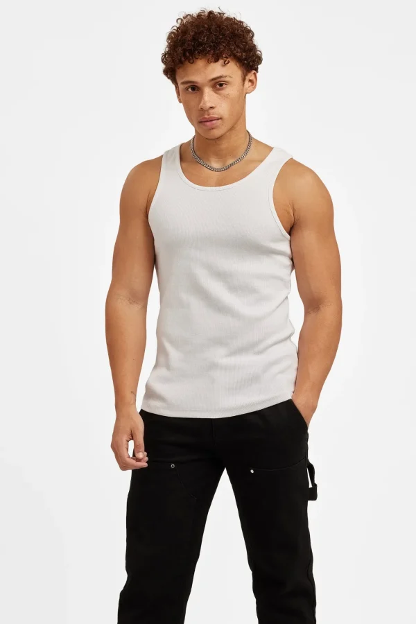 Cernucci Muscle Fit Ribbed Vest - White