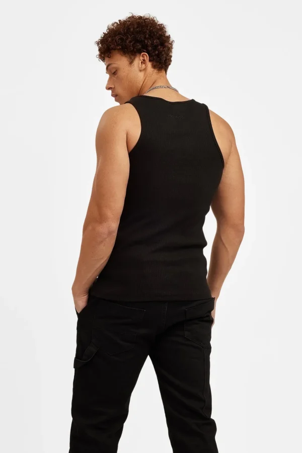 Cernucci Muscle Fit Ribbed Vest - Black