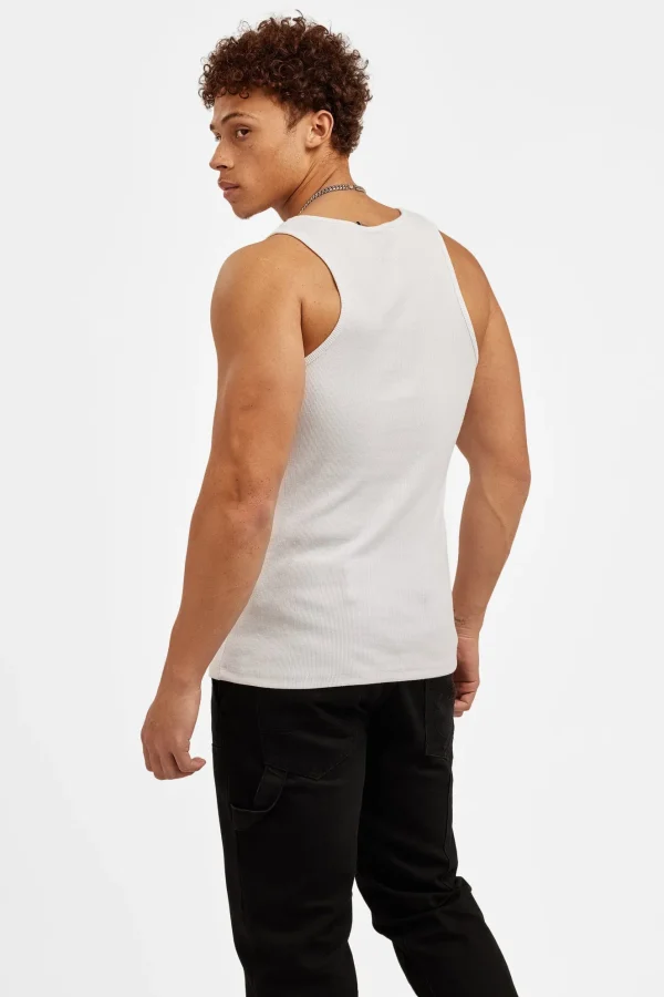 Cernucci Muscle Fit Ribbed Vest - White