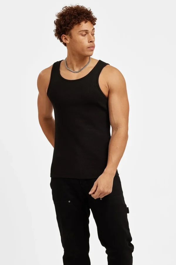 Cernucci Muscle Fit Ribbed Vest - Black