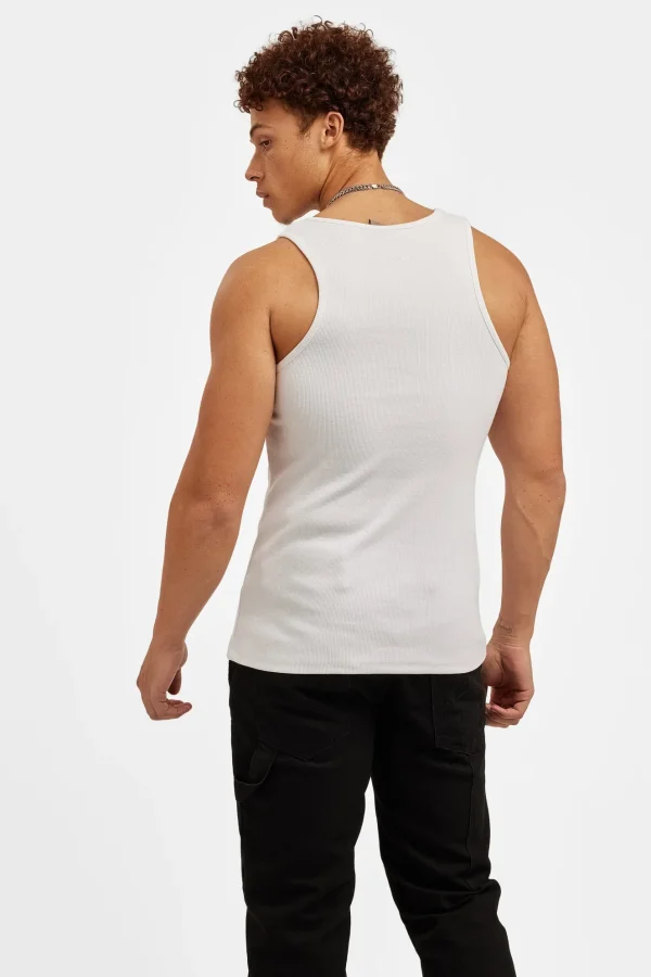 Cernucci Muscle Fit Ribbed Vest - White