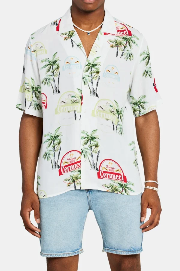 Cernucci Palm Repeat Printed Shirt