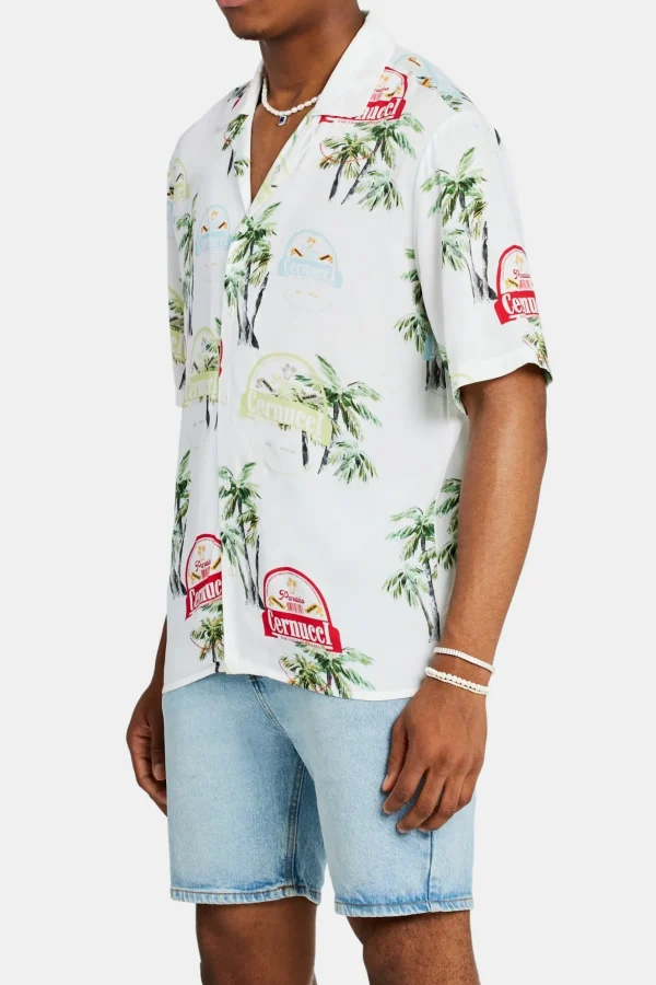 Cernucci Palm Repeat Printed Shirt