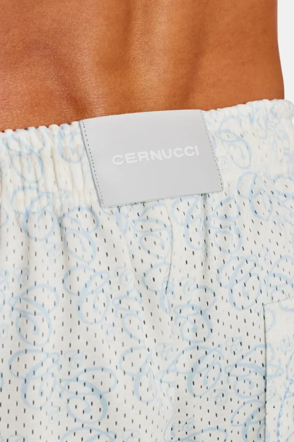 Cernucci Repeat Logo Mesh Short - Light Blue