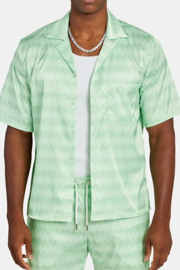 Cernucci Repeat Printed Satin Shirt - Lime