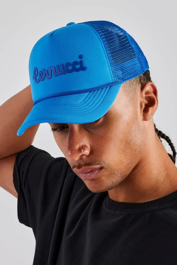 Cernucci Script Mesh Trucker - Blue