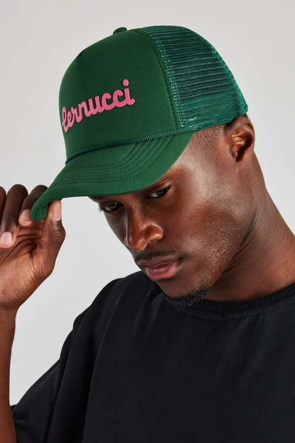 Cernucci Script Mesh Trucker - Green