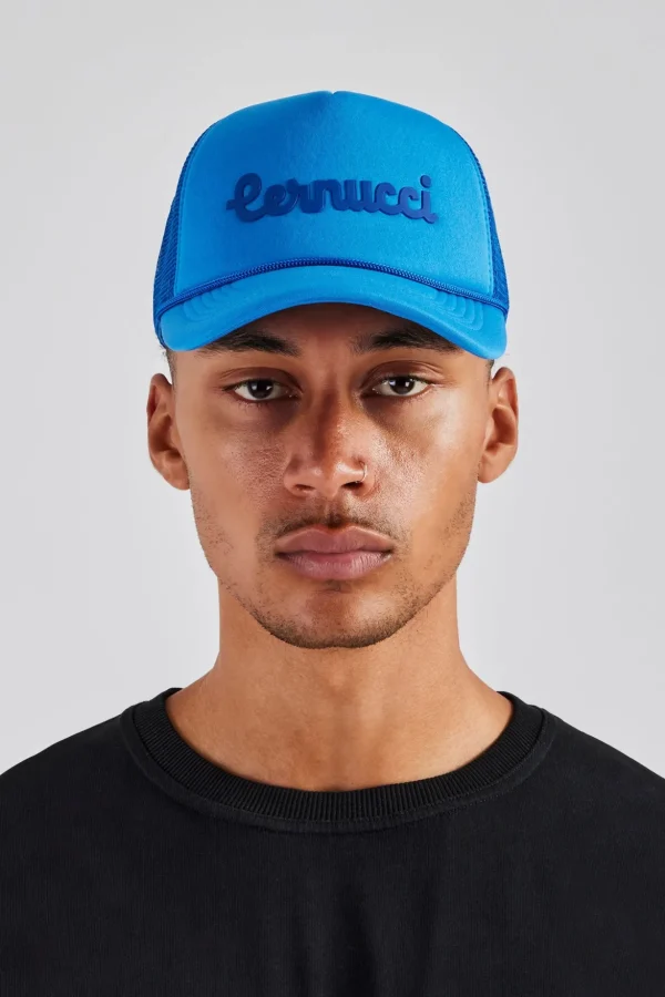 Cernucci Script Mesh Trucker - Blue