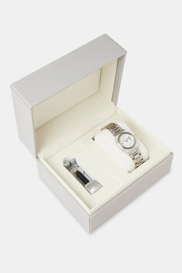 Cernucci White Dial Polished Watch - Silver