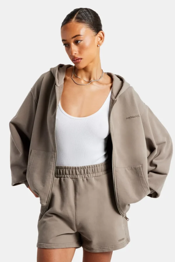 Cernucci Zip Through Hoodie - Taupe