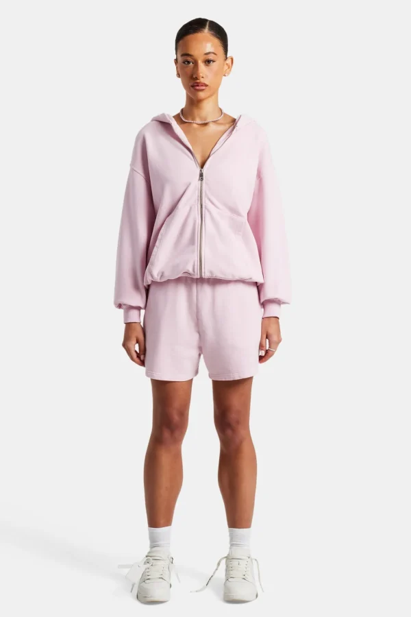 Cernucci Zip Through Hoodie & Short Set  - Pink