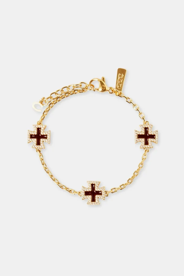 Chocolate Brown Cross Motif Bracelet - 10mm