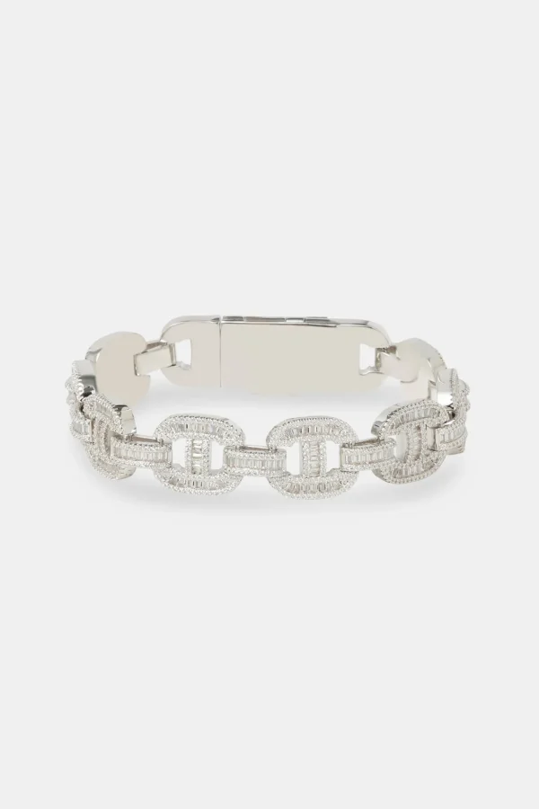 Chunky Iced Baguette Link Bracelet - 14mm