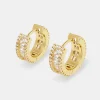 Clear Baguette Huggie Earrings - Gold