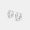 925 Clear CZ Baguette Hoop Earrings - White - 10mm