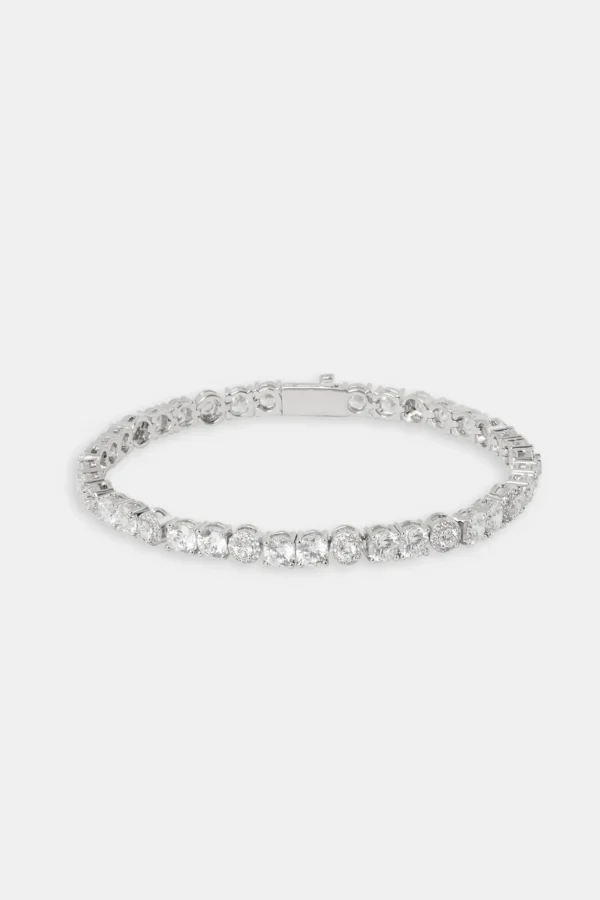 Clear CZ Cluster Tennis Bracelet - 5mm