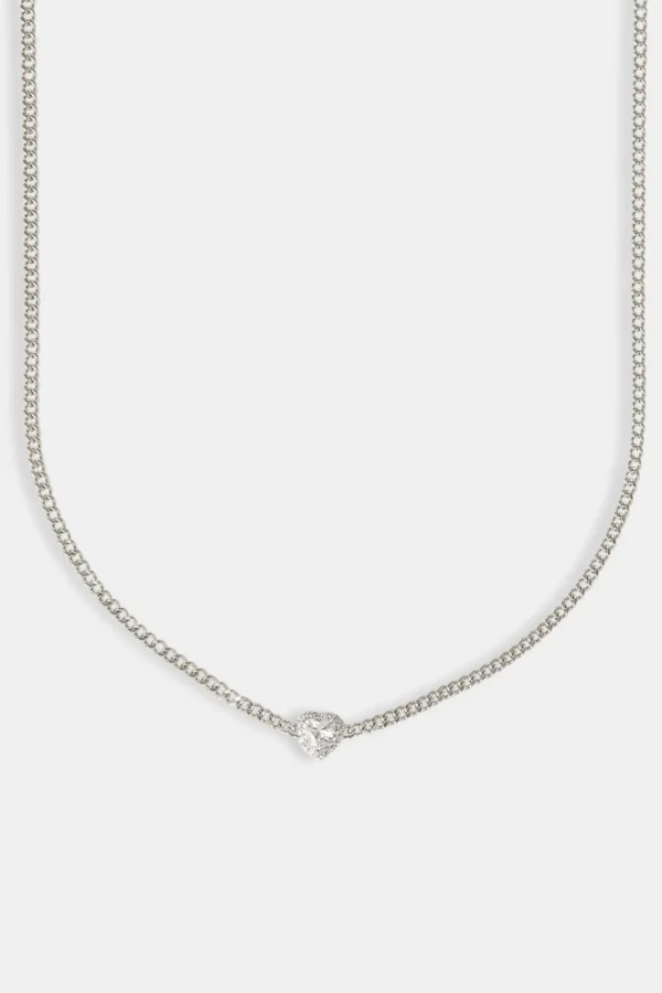 Clear Heart Micro Cuban Chain - 2.5mm - White