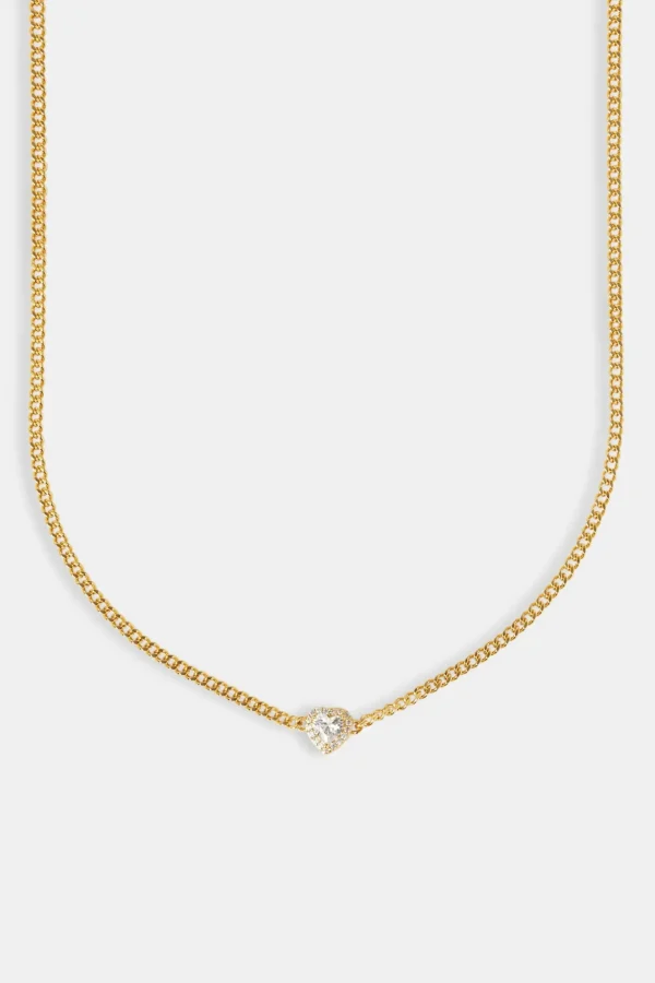 Clear Heart Micro Cuban Chain - 2.5mm - Gold