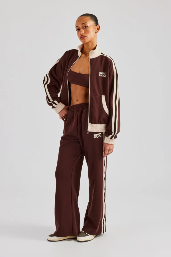 Colour Block Track Jacket & Pant - Chocolate