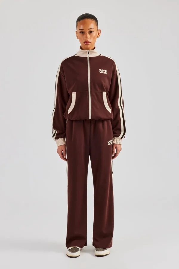 Colour Block Track Jacket & Pant - Chocolate