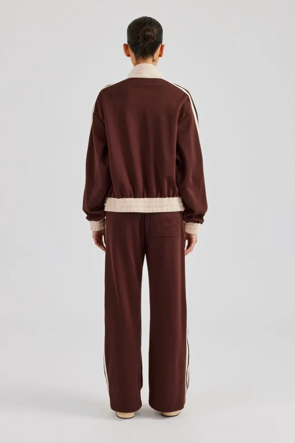 Colour Block Track Jacket & Pant - Chocolate