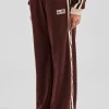 Colour Block Wide Leg Track Pant - Chocolate