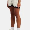 Contrast Crochet Knitted Short - Off White