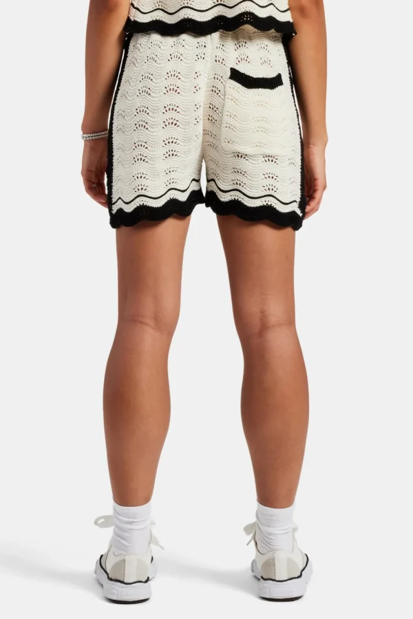 Contrast Crochet Knitted Short - Off White