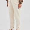 Contrast Embroidered Cuffed Jogger - White