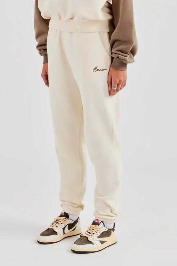 Contrast Embroidered Cuffed Jogger - White