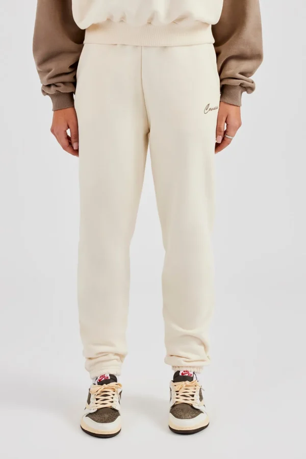 Contrast Embroidered Cuffed Jogger - White