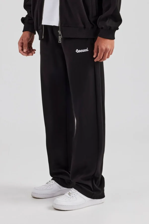 Contrast Embroidery Straight Leg Jogger - Black