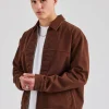 Contrast Logo Twill Harrington Jacket - Chocolate