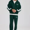 Contrast Panel Boxy Zip Through Tracksuit - Forest Green