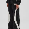 Contrast Panel Nylon Wide Leg Trouser - Black