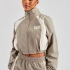 Contrast Panel Nylon Zip Through Jacket - Khaki