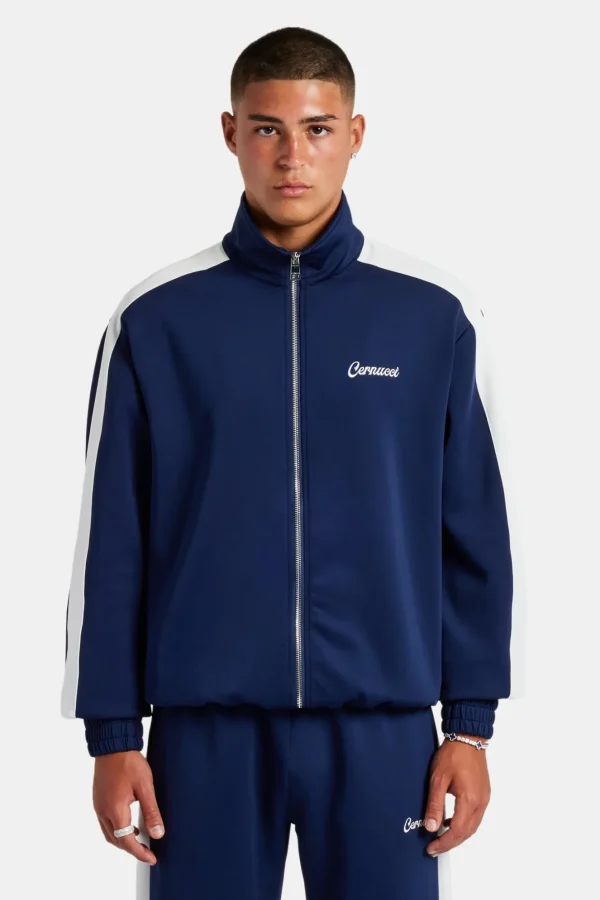 Contrast Panel Track Jacket - Navy