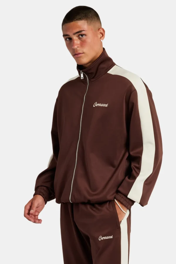 Contrast Panel Track Jacket - Chocolate